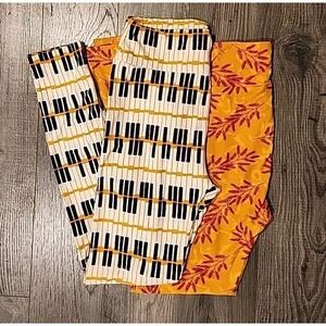 Lot Of 2 LulaRoe Piano Keys Print Leggings ONE SIZE Gently Used